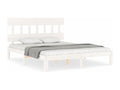 Bed frame with white headboard, 160x200 cm, solid wood, DPDE35531