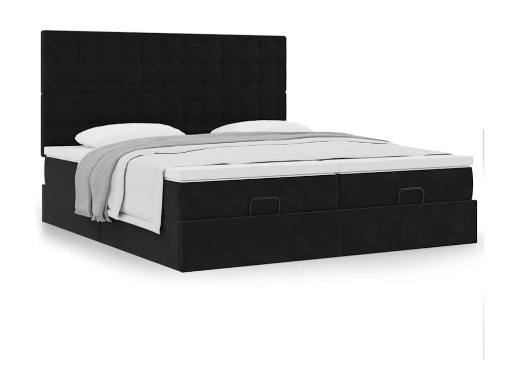 Bed frame with black velvet mattress 180x200cm AHZP82190
