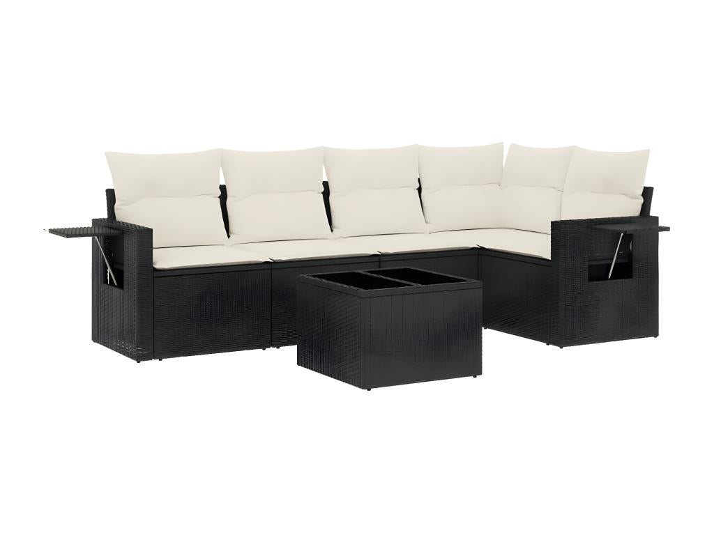 6-piece garden furniture set with cushions, Zensova woven resin MWFP43828