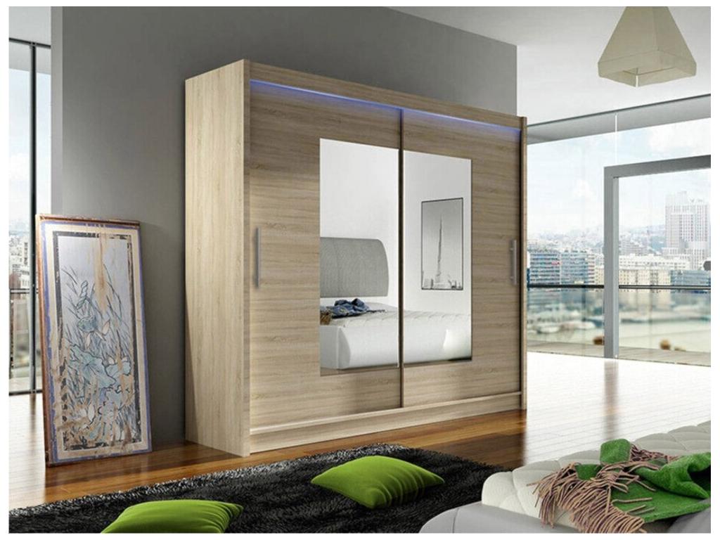 Zensova 106 Wardrobe, Zensova Oak, 215x180x58cm, Sliding Wardrobe Doors, ASZQ17892