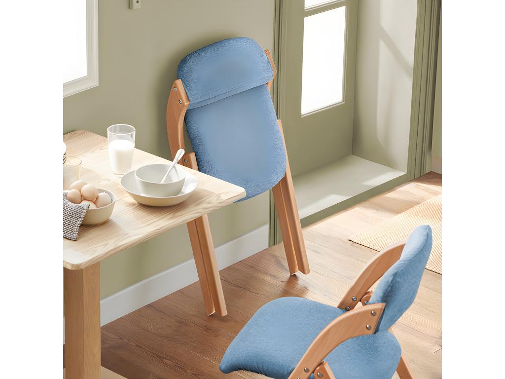 Zensova FST92-BL Folding Wooden Chair with Padded Seat and Backrest, Armchair for Kitchen or Office SFUB80761