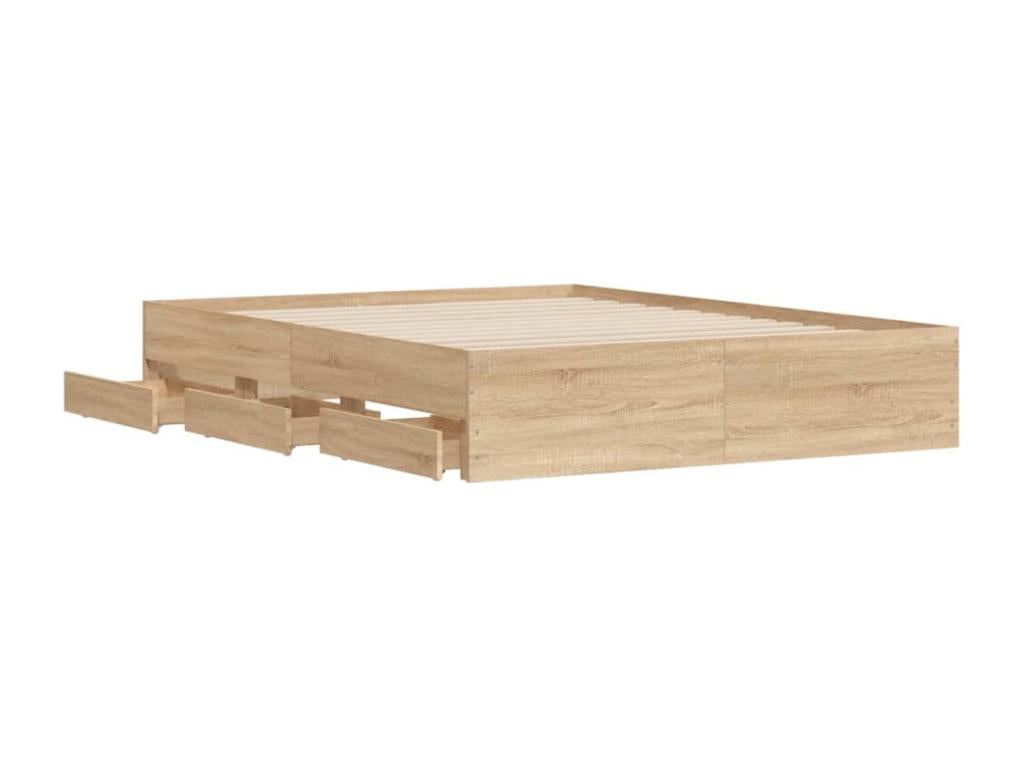 Zensova oak bed frame and drawers 150x200 cm engineered wood QMXQ72967