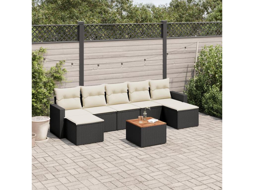 8-piece garden furniture set with cushions, Zensova woven resin EZFN26280