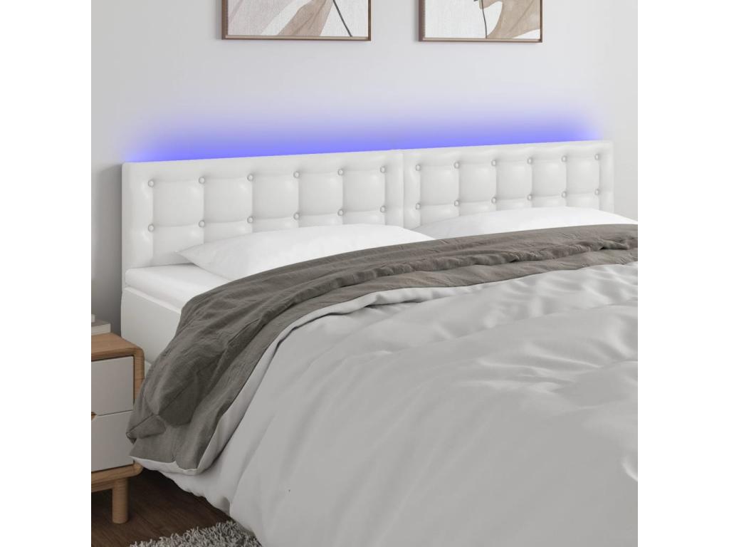 White LED Headboard 160x5x78/88 cm Faux Leather GLHY26995