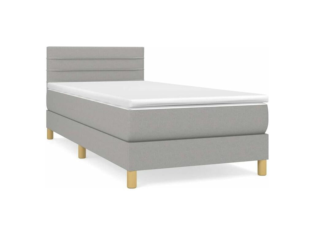 Bed base with mattress, light grey, 100x200 cm, fabric, YQMT76698