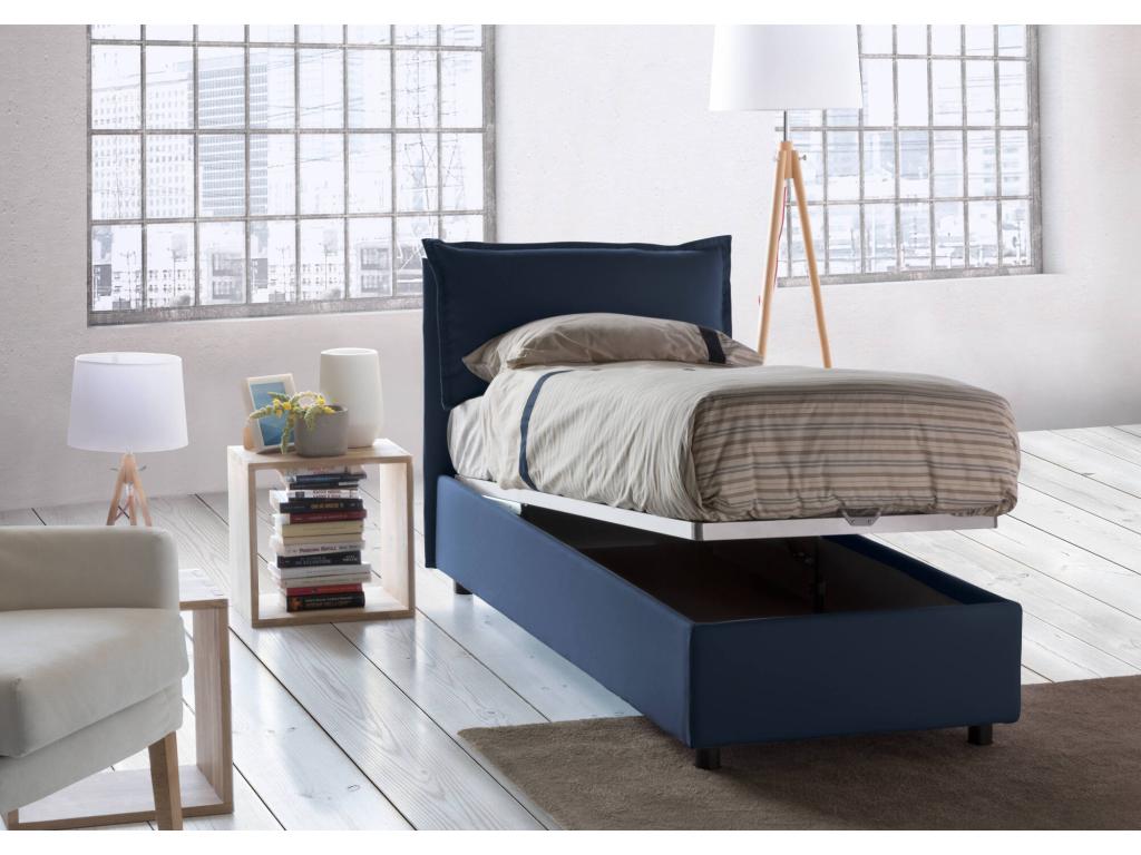 Single bed with storage bed, fabric upholstery, Made in Italy, Front opening, with 80x200 cm mattress included, Elariva NHGO16216