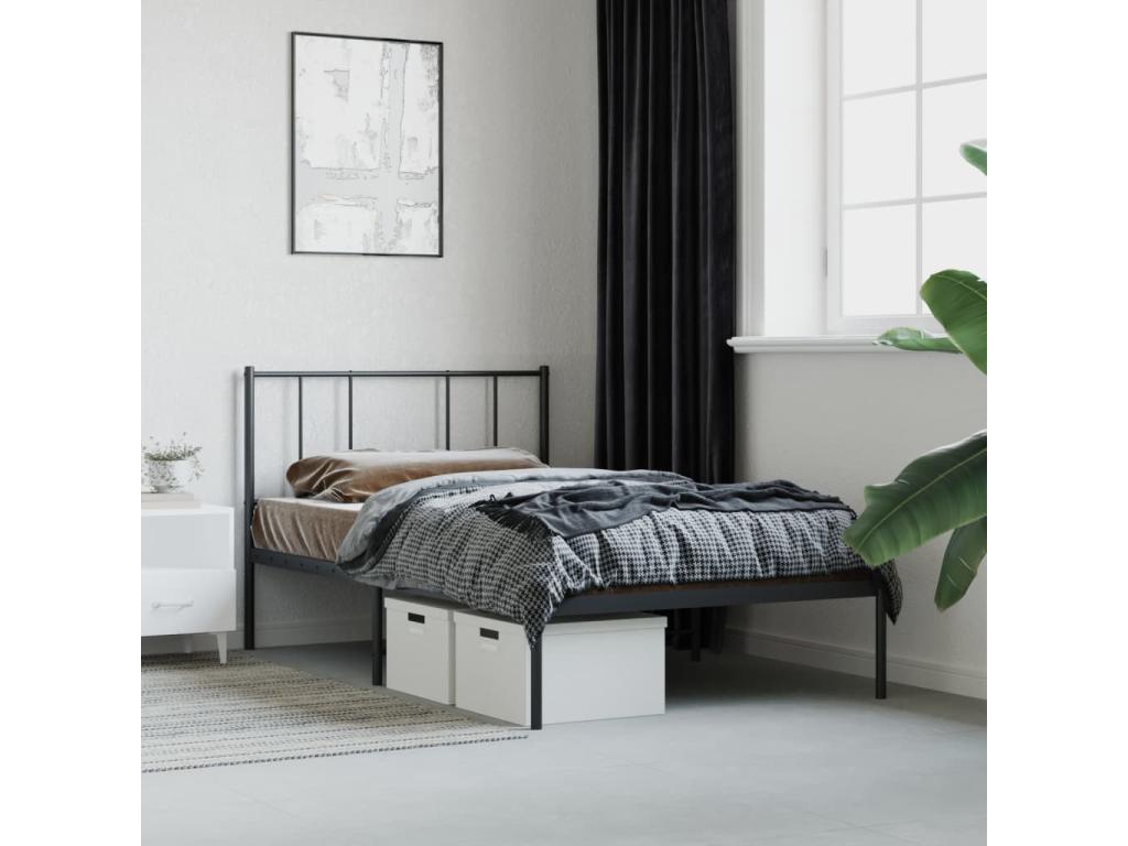Metal bed frame with black headboard 100x190 KIXF26203
