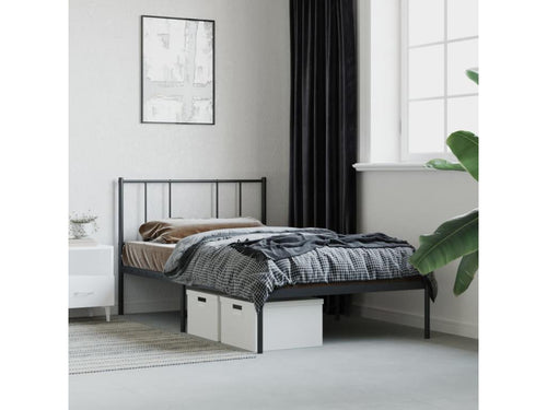 Metal bed frame with black headboard 100x190 KIXF26203