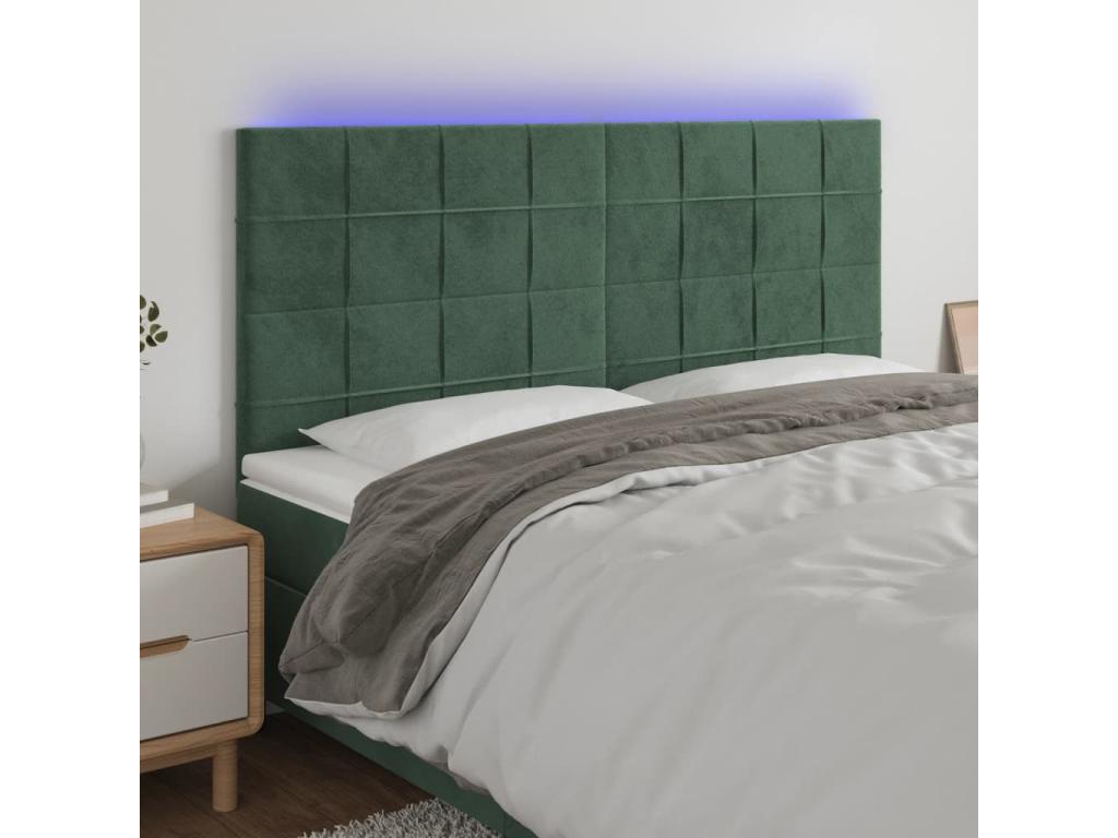 Dark Green LED Headboard 160x5x118/128 cm Velvet ZQVB84929