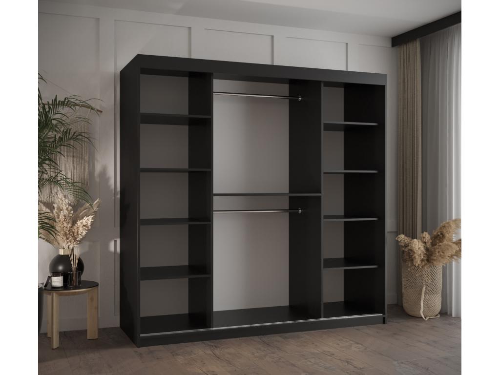 Zensova Wardrobe with Sliding Doors 200/180/62 2 Doors Black WGDH14753