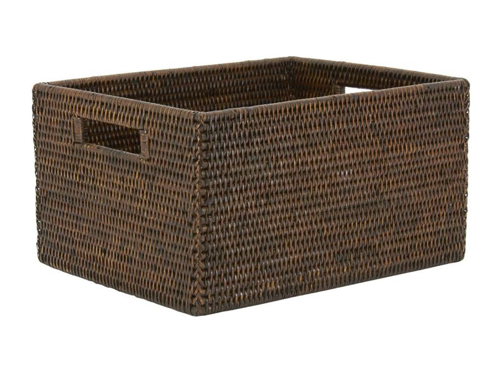 Antique rattan storage basket, 38cm long, SVTT90424