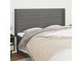 Headboard with wings, Dark Grey, 183x16x118/128 cm, Fabric HEXI32086