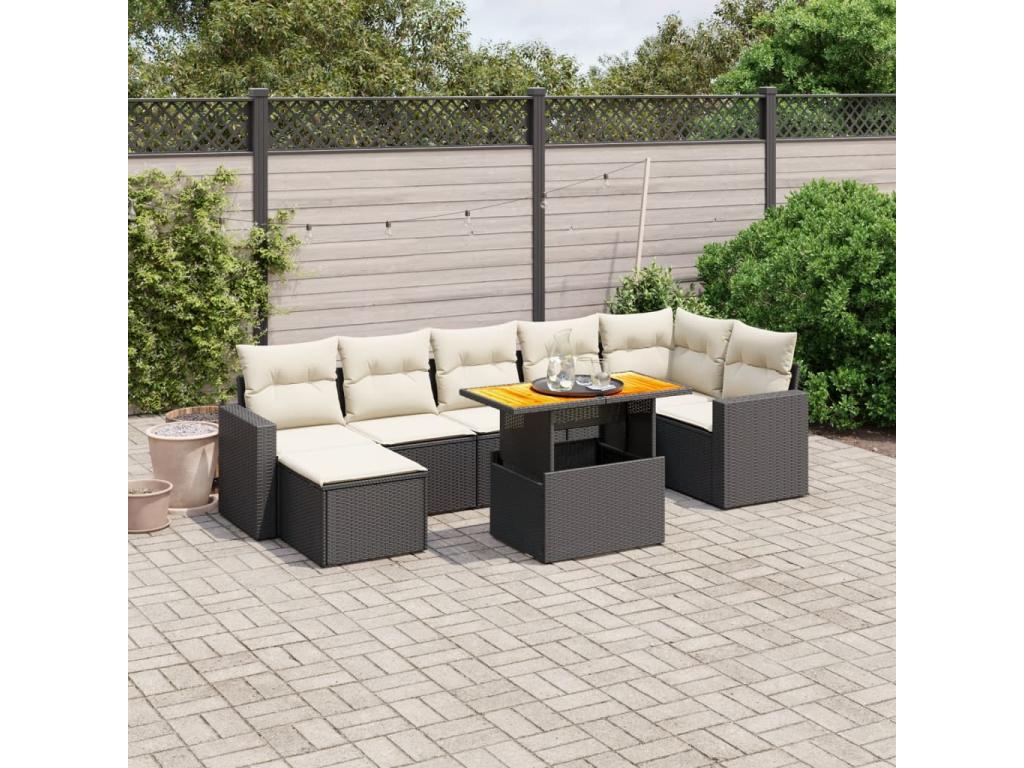 8-piece garden furniture set with cushions, Zensova woven resin AWME64978