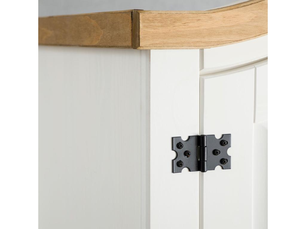 Zensova 2-door, 1-drawer wardrobe in solid pine, white/natural finish, 100x190x51 cm - clothes wardrobe with hanging rail, cottage style EHUJ07312