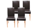 Dining chair set of 4 brown faux leather with light legs BDAY87249