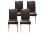 Dining chair set of 4 brown faux leather with light legs BDAY87249
