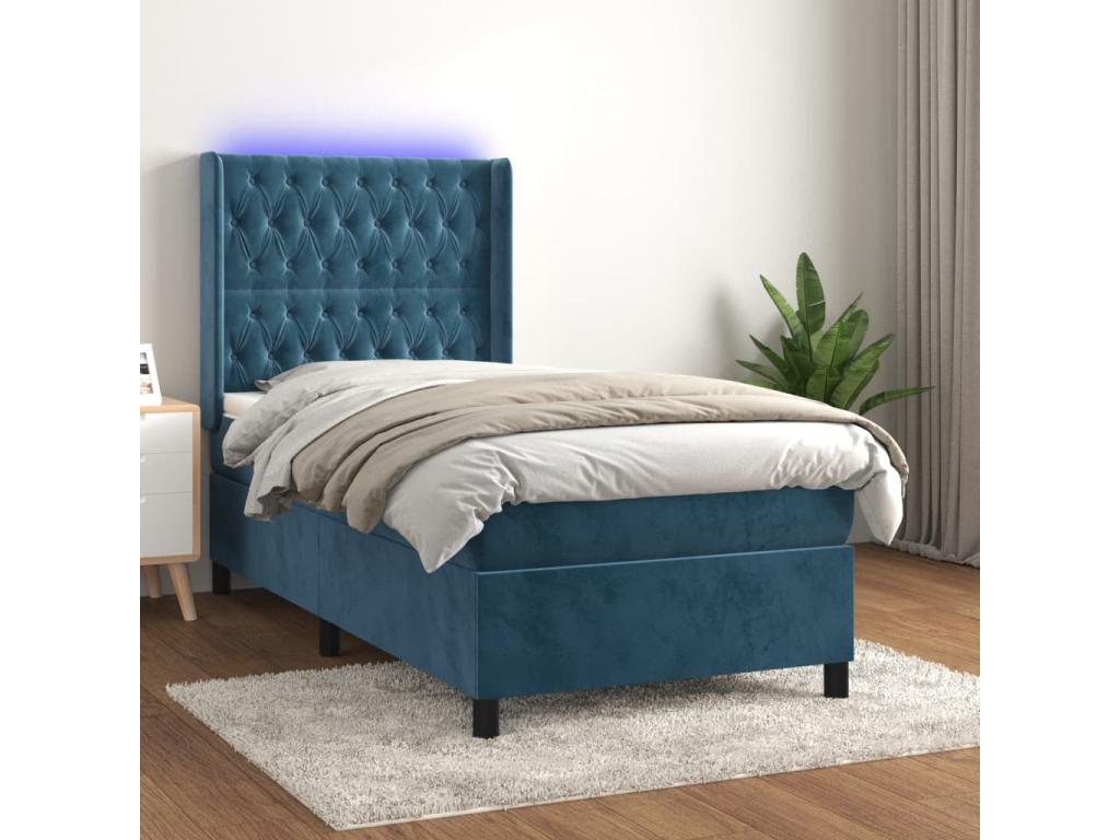 Zensova bed mattress with LED light, dark blue, 80x200cm, velvet, GQWQ39114