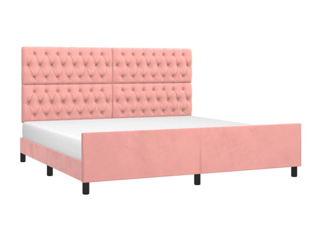 Pink velvet bed frame without mattress 200x200 cm YNFU32464