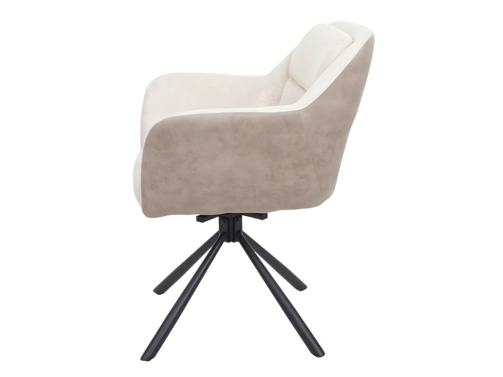 Set of 6 Zensova-K33 dining chairs - kitchen chair - swivel, auto-position - Zensova/ textile - faux leather - cream EEEA30573