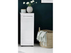 Bathroom cabinet - Low bathroom cabinet in glossy white and grey melamine - WHD 32-82-28cm DFOS36786