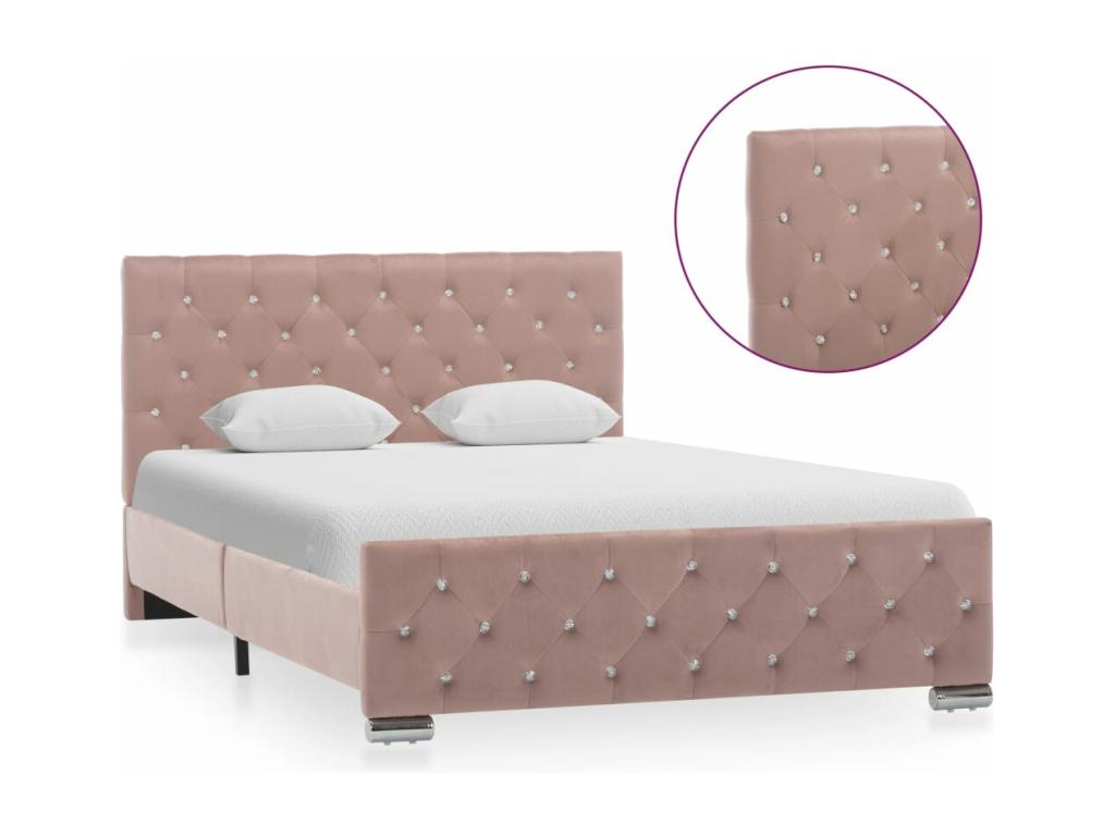Bed frame without mattress, Pink Velvet, 120x200 cm, OJSX63834