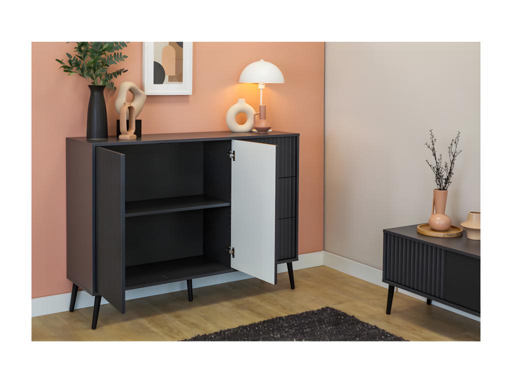 Zensova Low Sideboard with 2 Doors and 3 Drawers, Grey WQXK07297