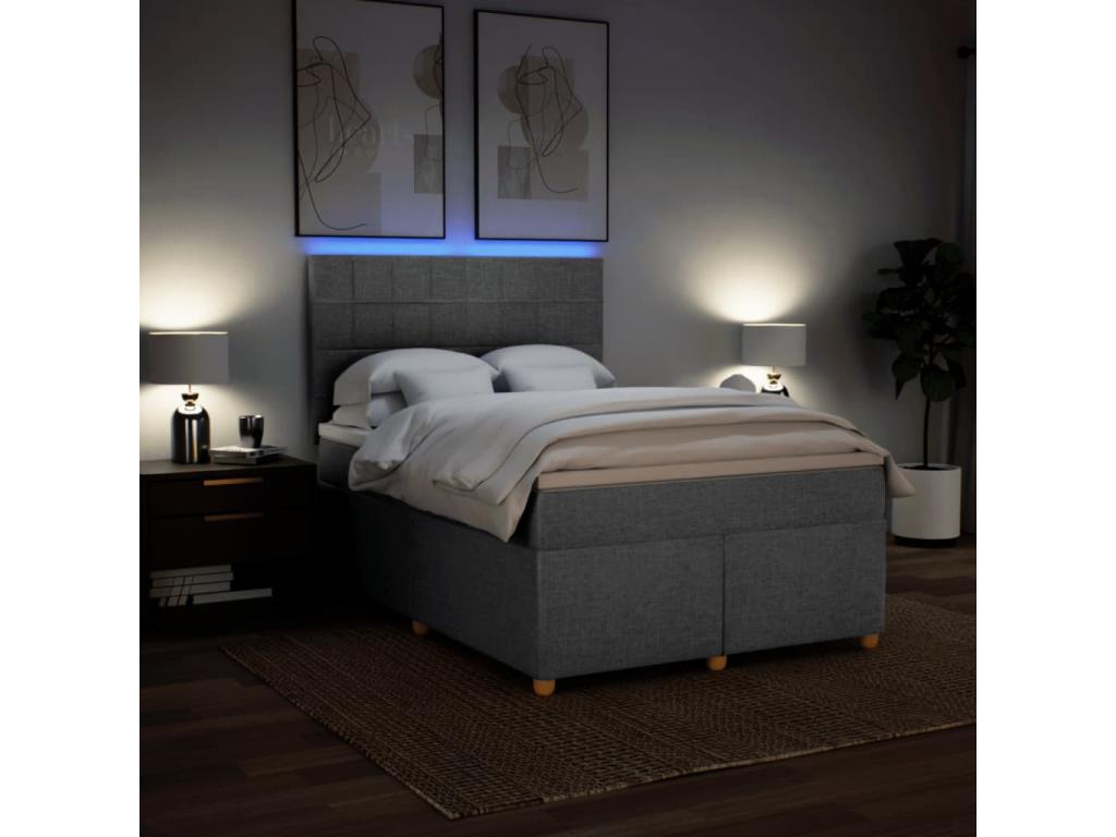 Bed base with mattress, light grey, 140x190cm, fabric, GEAM63941