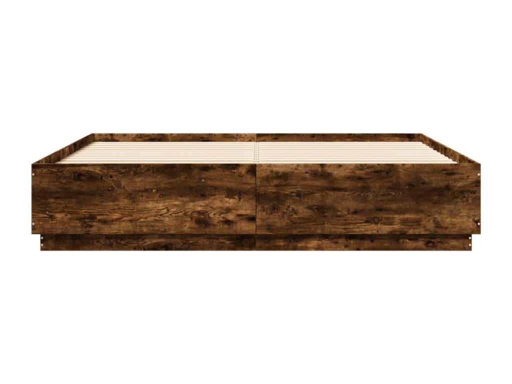 Smoked oak bed frame 200x200 engineered wood XHHP84884