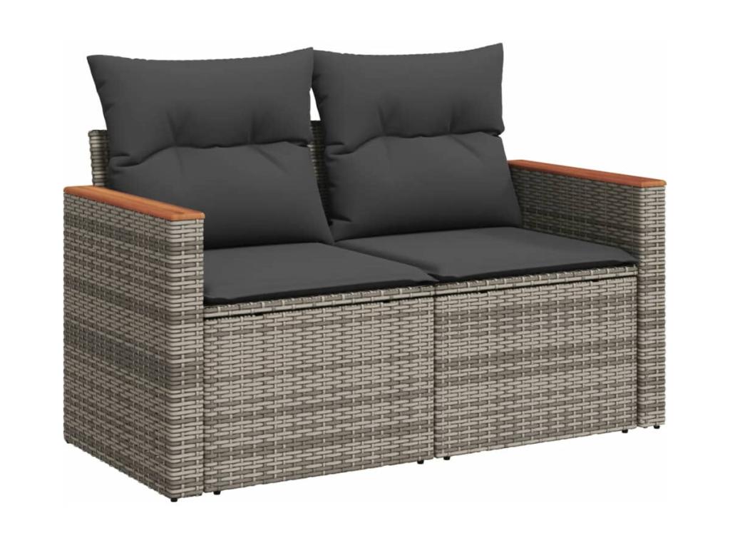 Garden furniture set with cushions, 13 pieces, grey woven resin, UGXE02757