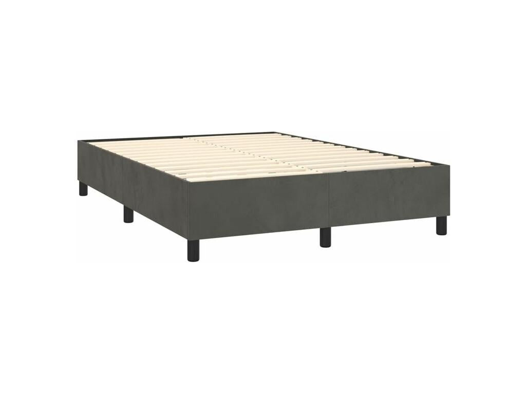 Zensova bed and mattress, dark grey, 140x190 cm, velvet, QIZL79569