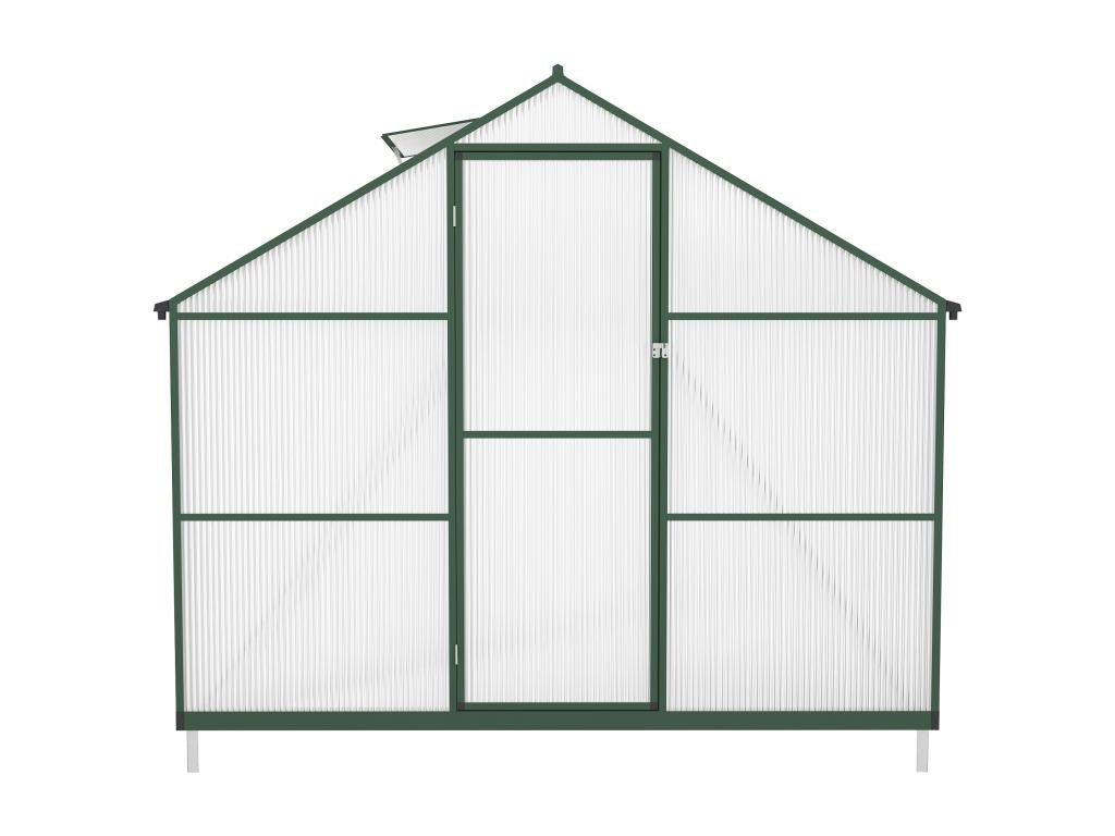 Polycarbonate and aluminum garden greenhouse - 7.48 m2 - Green - Zensova BDWY75492
