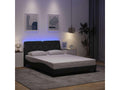 Bed frame with LED lighting, mattress not included, dark grey, 140x190 cm, fabric VAWH16039