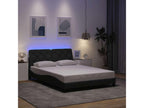 Bed frame with LED lighting, mattress not included, dark grey, 140x190 cm, fabric VAWH16039