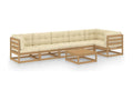 7-piece garden furniture set with cushions, solid pine wood, TYKS85502