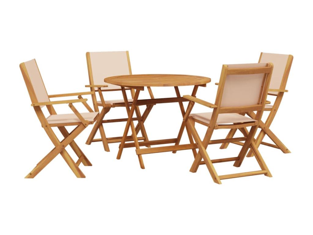 Zensova 5-piece beige and solid wood garden dining set VDBQ16548