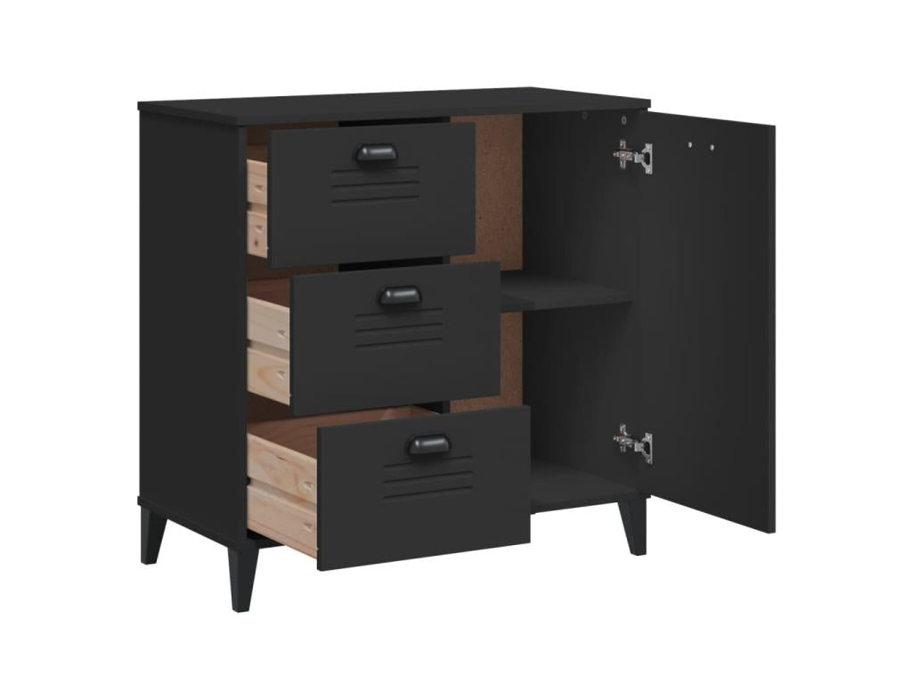 Black sideboard 80x40x80 cm solid pine wood FCBT57564