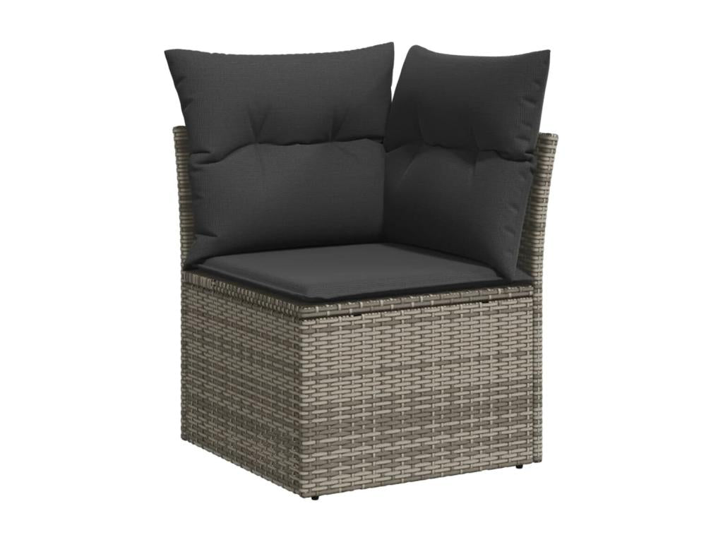 Garden furniture set with cushions, 14 pieces, grey woven resin SDWU39993
