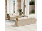 8-piece garden furniture set with cushions, beige wicker resin HMNZ21631
