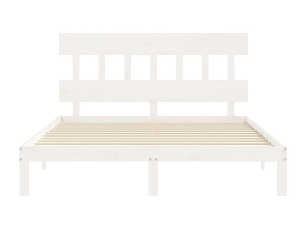 Bed frame with white headboard, 160x200 cm, solid wood, DPDE35531