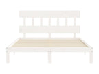 Bed frame with white headboard, 160x200 cm, solid wood, DPDE35531