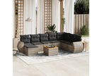 9-piece garden furniture set with grey resin wicker cushions ZIJF56578