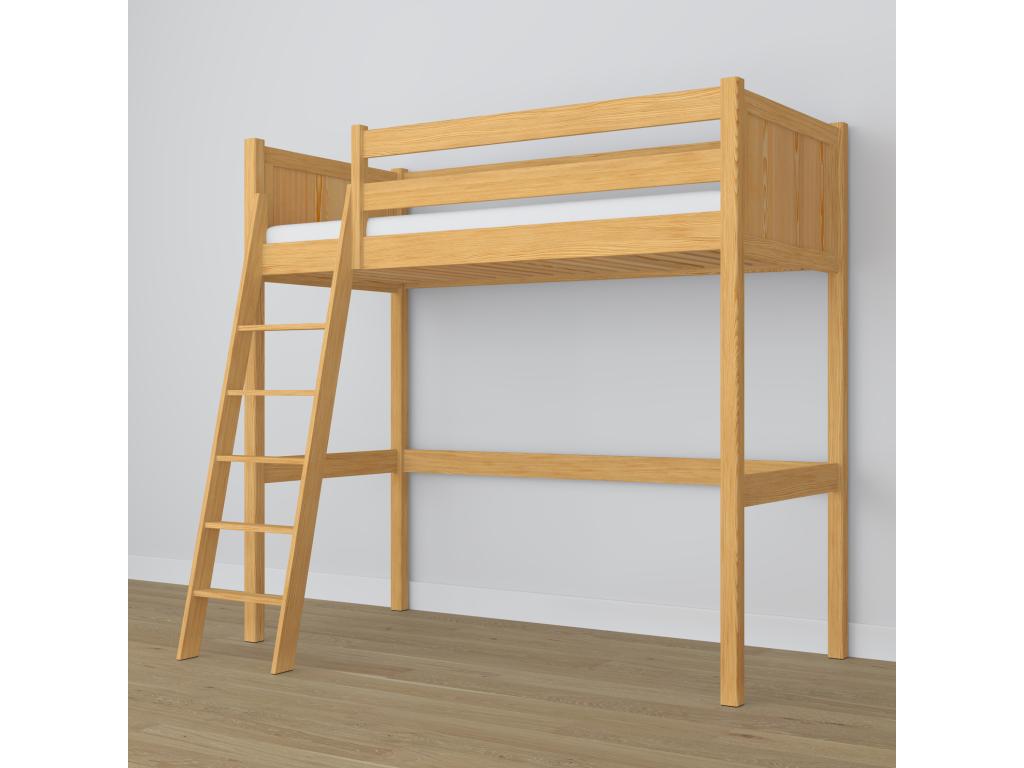 Wooden loft bed N04 Natural Pine 80x200 FNEK15363