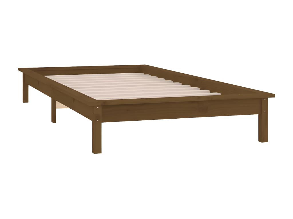LED bed frame without mattress 90x200 cm solid wood BZDE69321