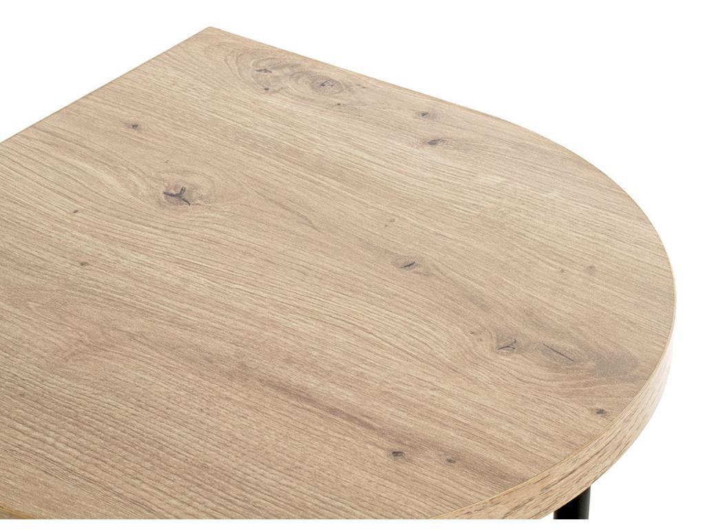 Oak wood and black metal service trolley - length 40 x depth 40 x height 45 cm SJUC76642