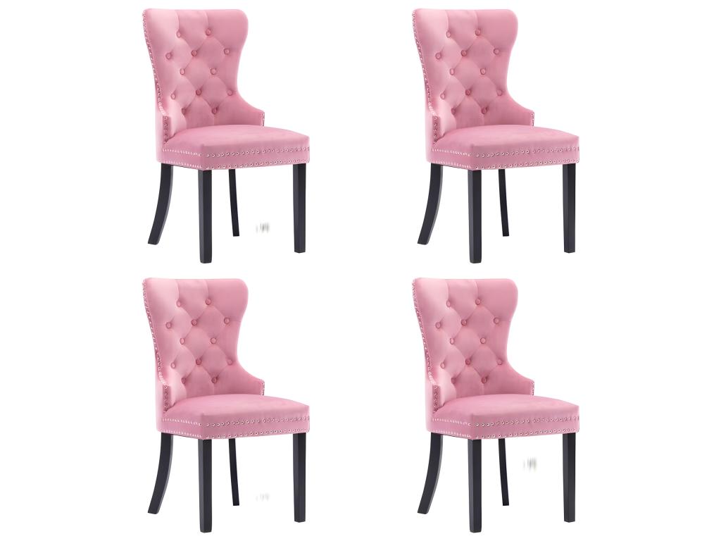 Set of 4 pink velvet dining chairs LZNL32703