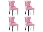 Set of 4 pink velvet dining chairs LZNL32703