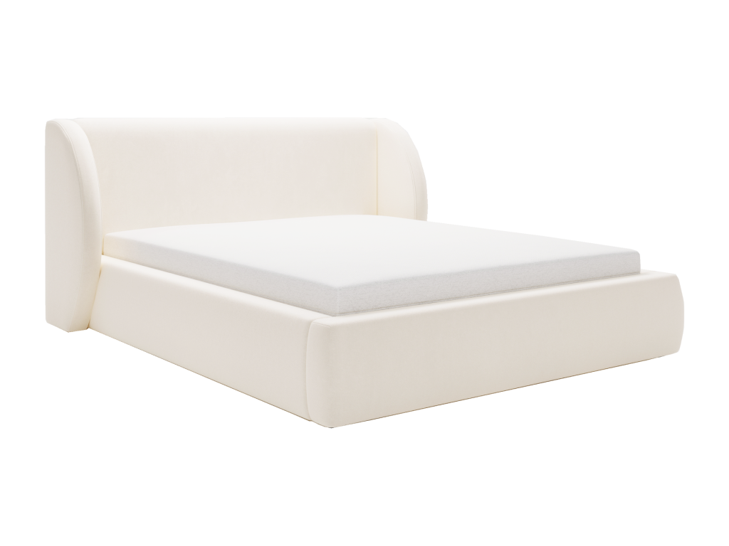 Elariva Double Bed 160x200 Upholstered Bed with Rounded Headboard 160x200 Cream 10 OHUF17693
