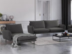 Elariva - Left-facing chaise longue in dark grey structural fabric - 170x110x95cm NJNK24125