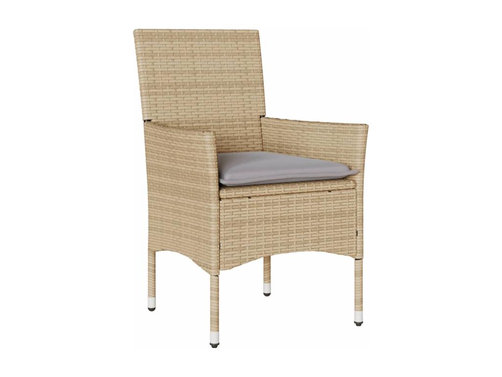 7-piece garden dining set with cushions, beige rattan and glass, UOZV53800