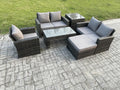 6-piece rattan garden furniture set with coffee table, large stool, and side table UOYX90340